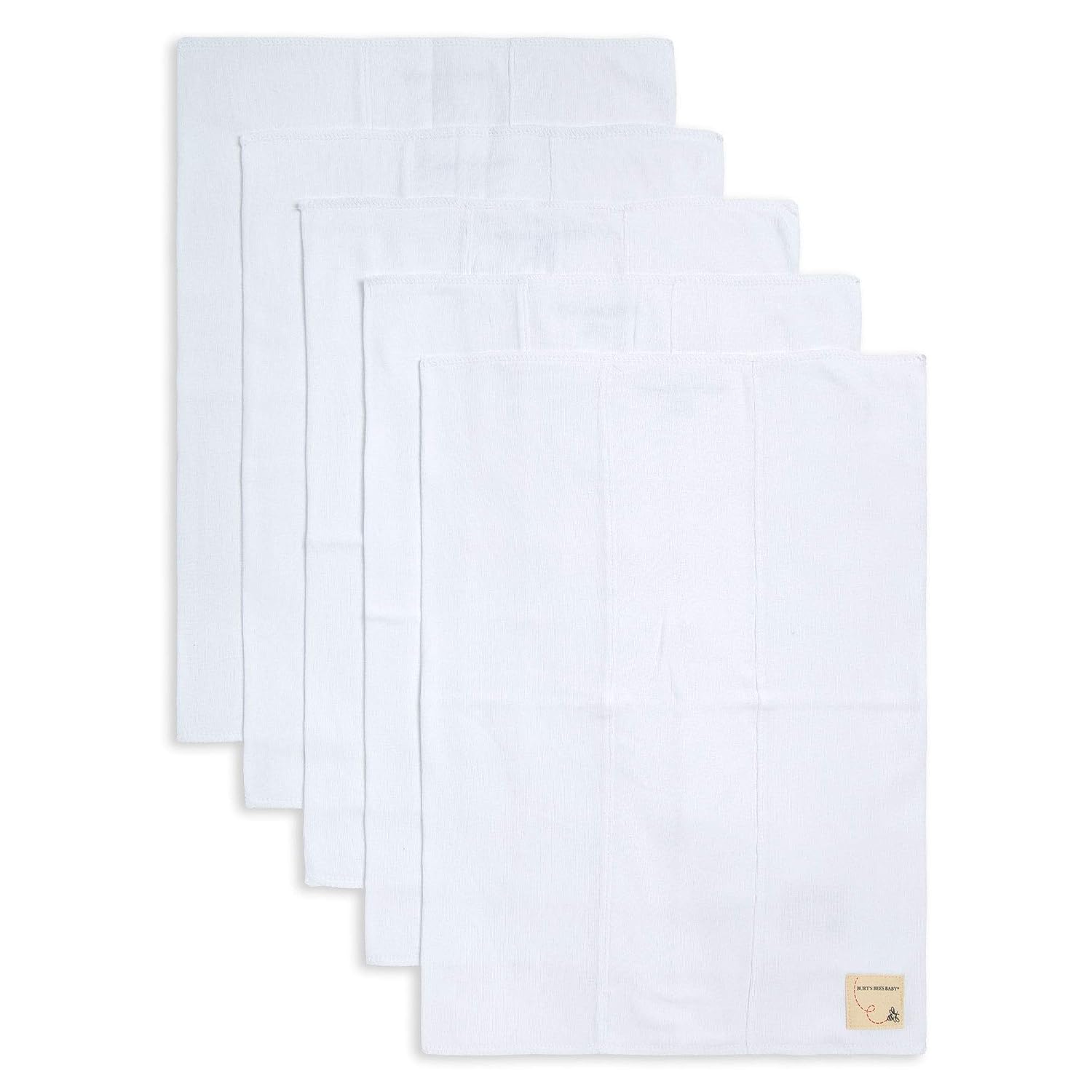 Burt's Bees Baby 100% Organic Cotton Burp Cloths, 17x11.75 in, 5-Pack