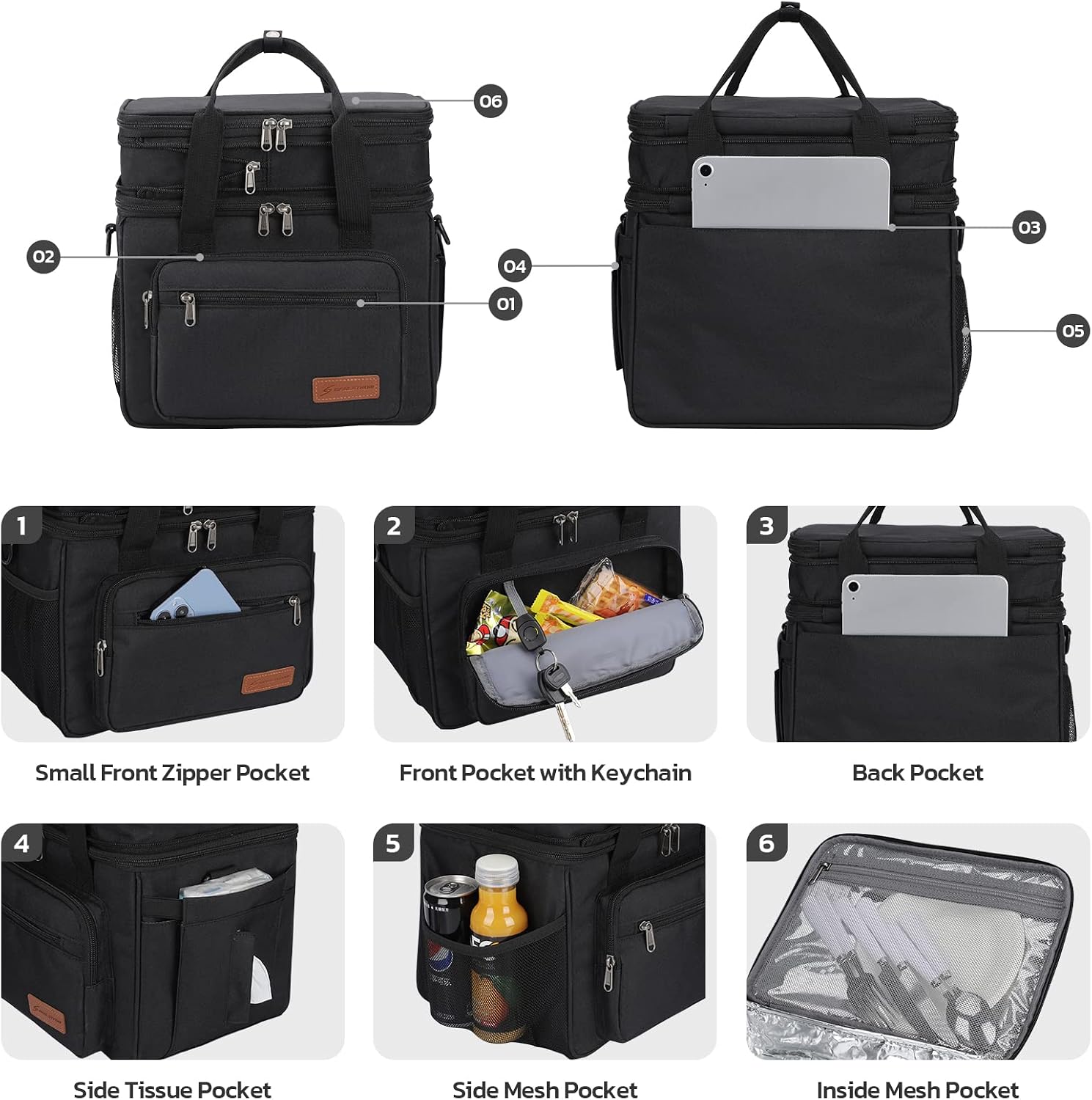 Maelstrom 23L Insulated Lunch Box, Expandable Double Deck Cooler Bag