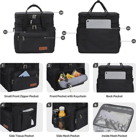 Maelstrom 23L Insulated Lunch Box, Expandable Double Deck Cooler Bag