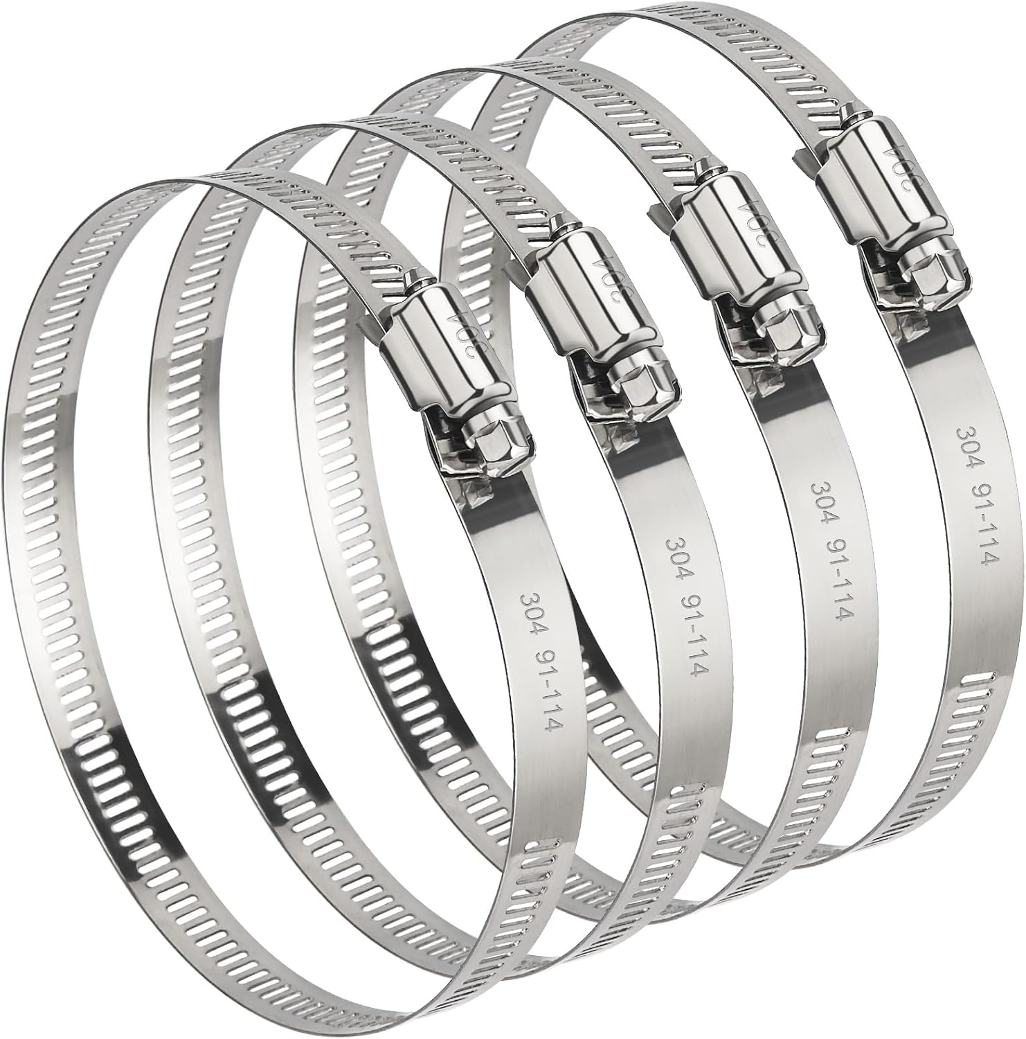 4 Pack 4 Inch Hose Clamp, 304 Stainless Steel Quick-Screw Dryer Vent Clamp