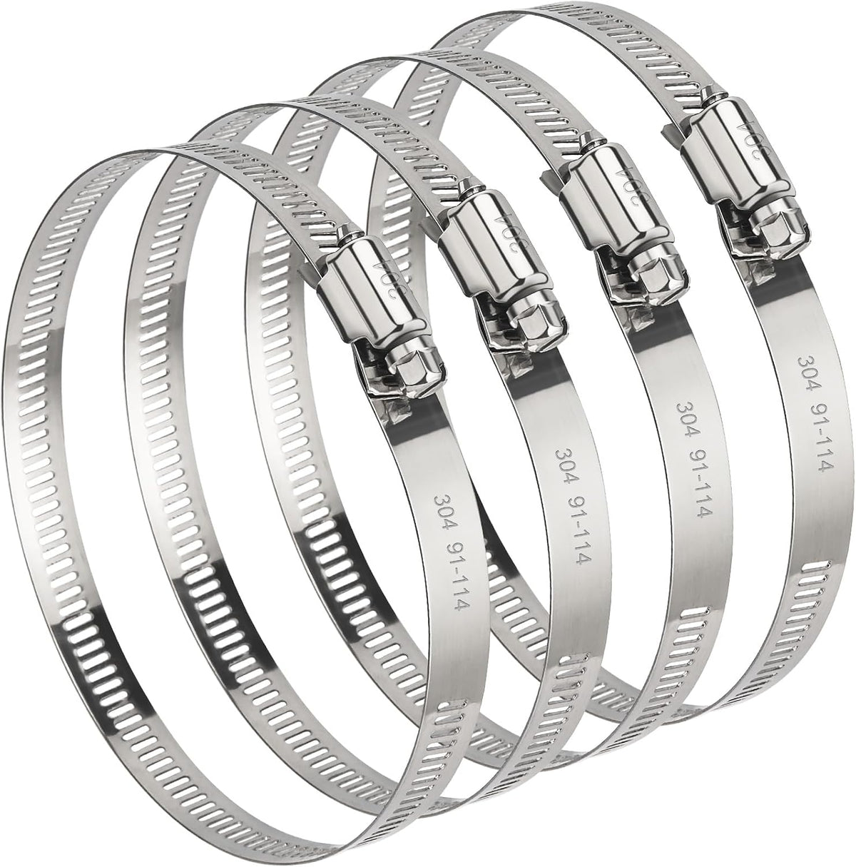 4 Pack 4 Inch Hose Clamp, 304 Stainless Steel Quick-Screw Dryer Vent Clamp