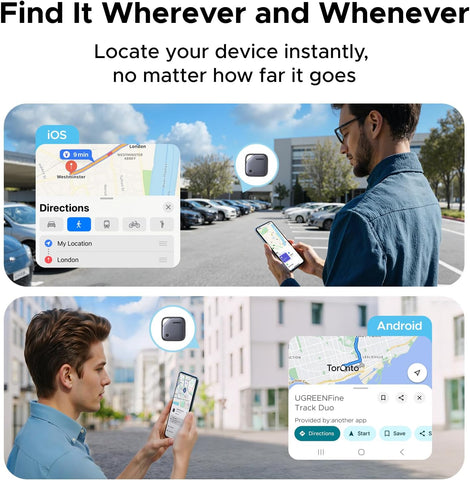 UGREEN Finder Duo Air Tracker Tags 4 Pack (iOS and Android)