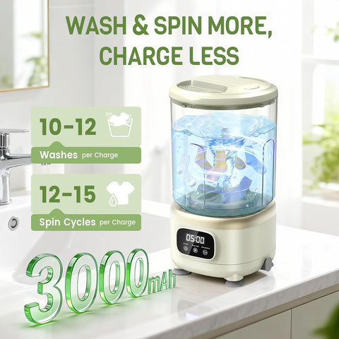 2L Mini Washing Machine, Portable Underwear Washer with 3 Modes