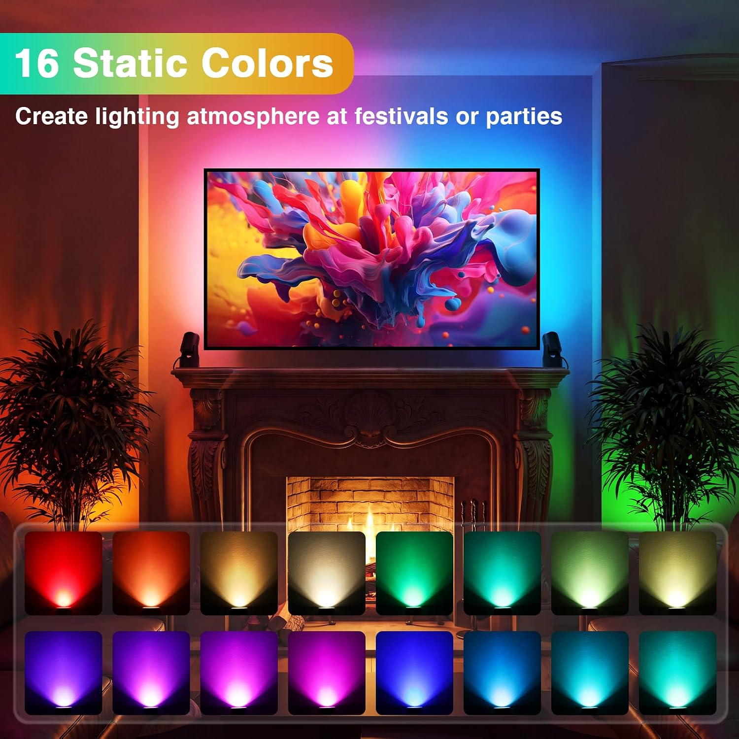 URTOM 6W RGBW Up Lights Indoor Halloween LED Floor Spotlight with Remote