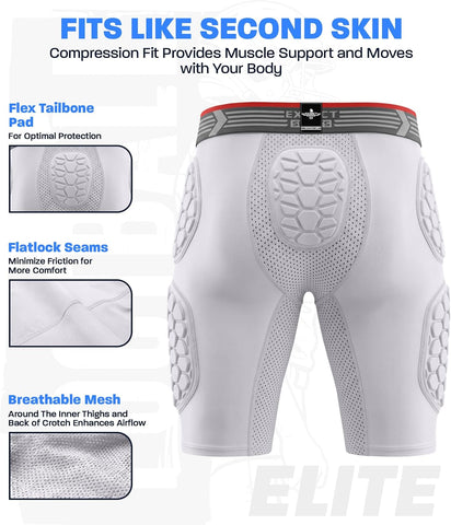 Exxact Sports Elite 5-Pad Adult Football Girdle for Men with Cup Pocket