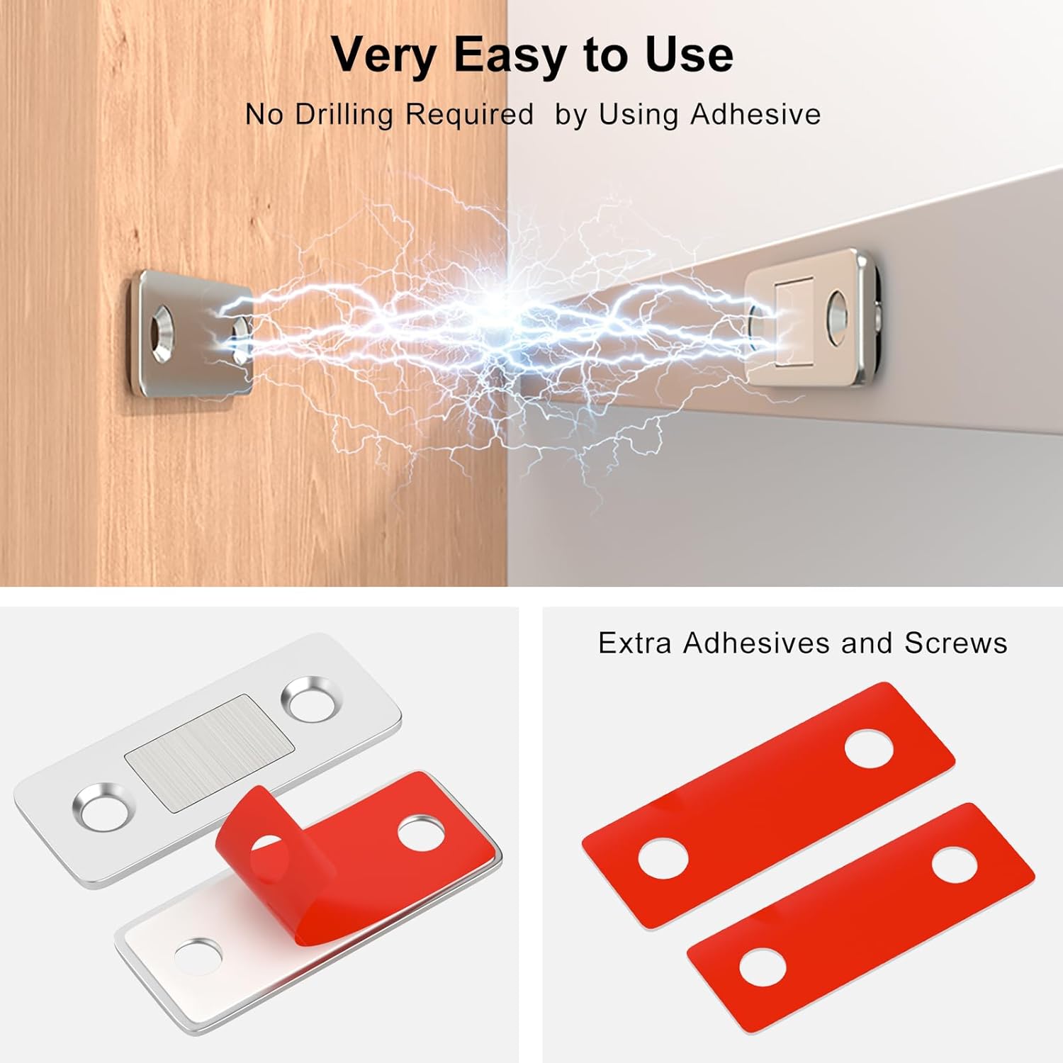 Cabinet Door Magnets Jiayi 10 Pack Ultra Thin Magnetic Door Catch Stainless Steel Drawer Magnet Catch for Sliding Door Closure Kitchen Cabinet Closer Cupboard Closet Door Magnetic Latches Hardware