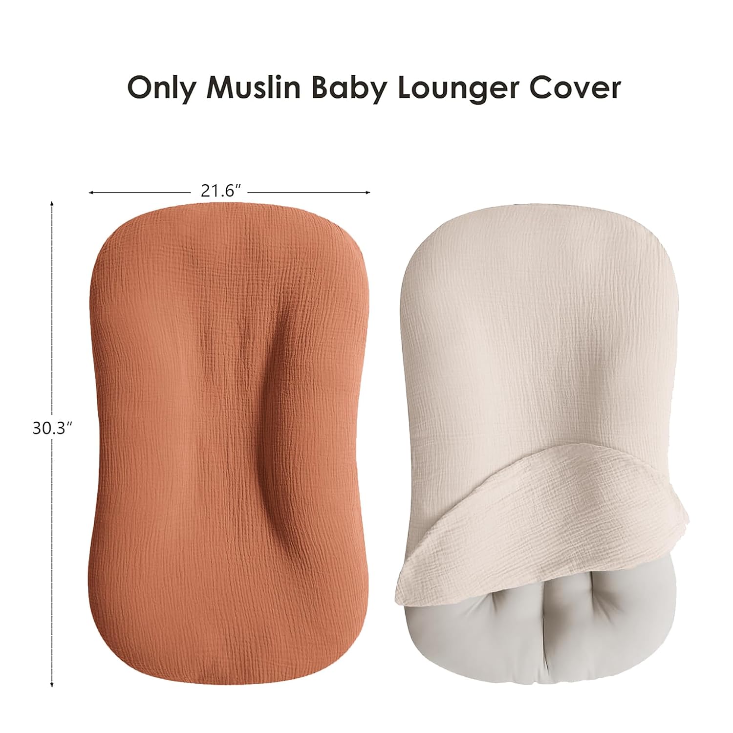 MairMore 2-Pack Muslin Baby Lounger Cover for Newborn & Infant, Cover Only