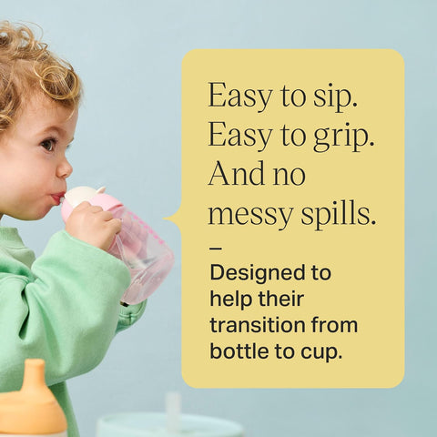 Tommee Tippee Starter Weighted Straw Baby & Toddler 8oz Sippy Cup for 6 Months+, with Silicone Weighted Straw and Easy-Hold Handles, BPA Free, Pink & Purple, Pack of 2