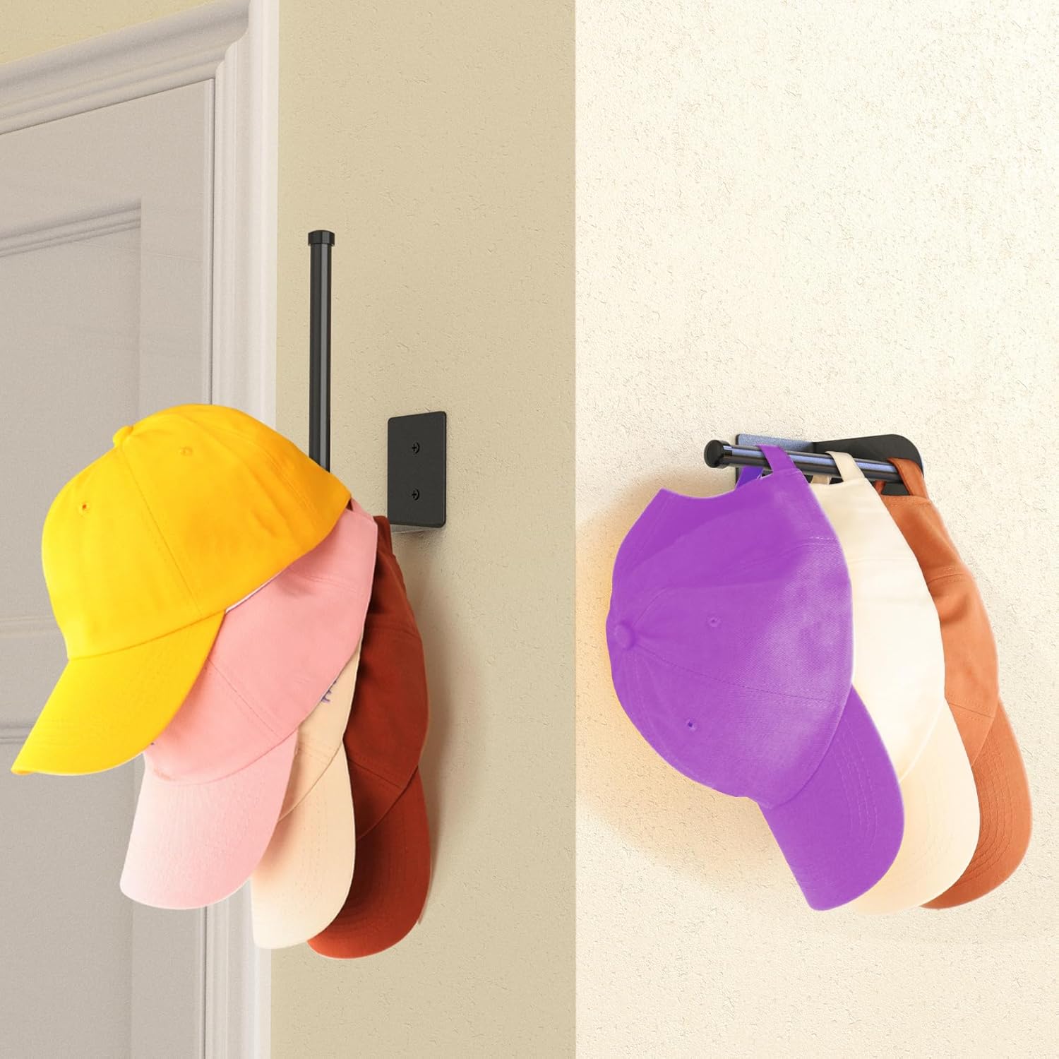Durmmur Stainless Steel Hat Organizer, Hat Rack for Wall,Each Holds 15 Hats