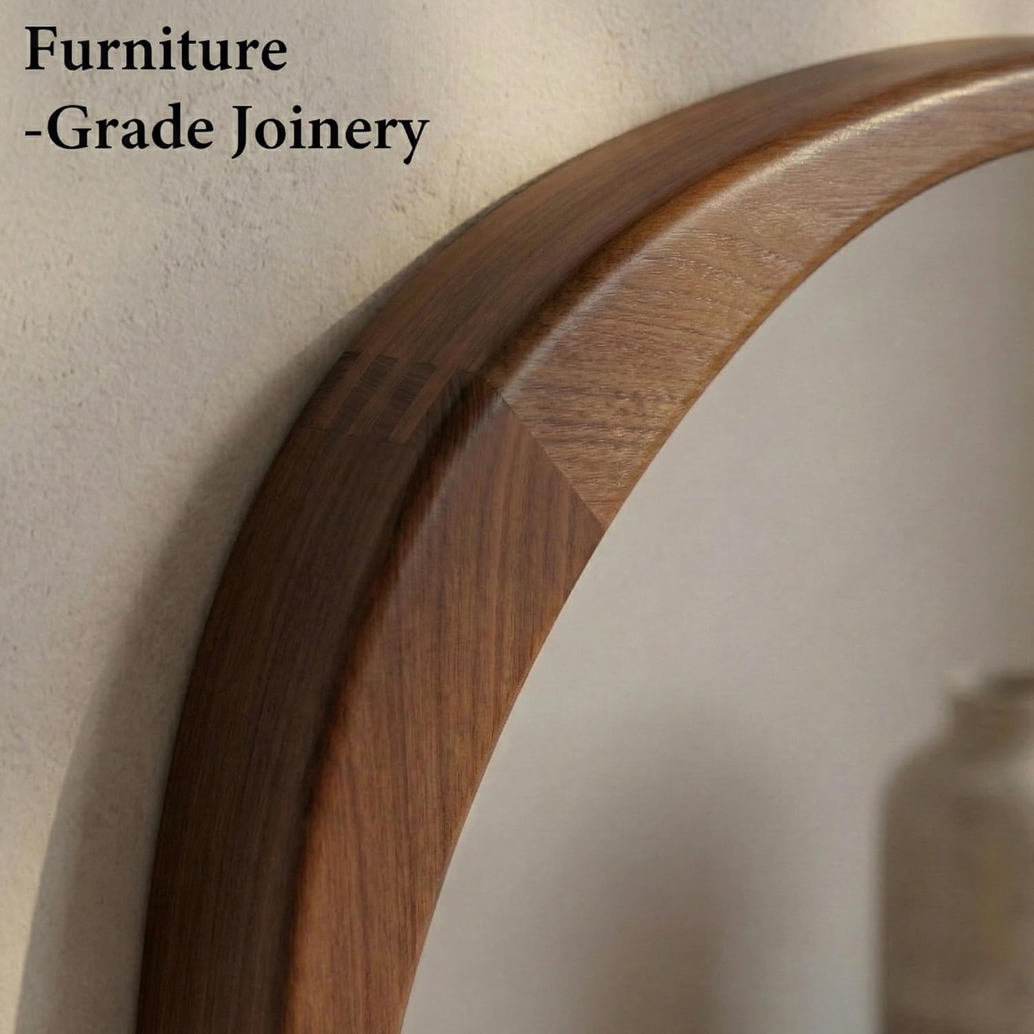 Solid Wood 30"x20" Dark Walnut Organic Irregular Wall Mirror Decor