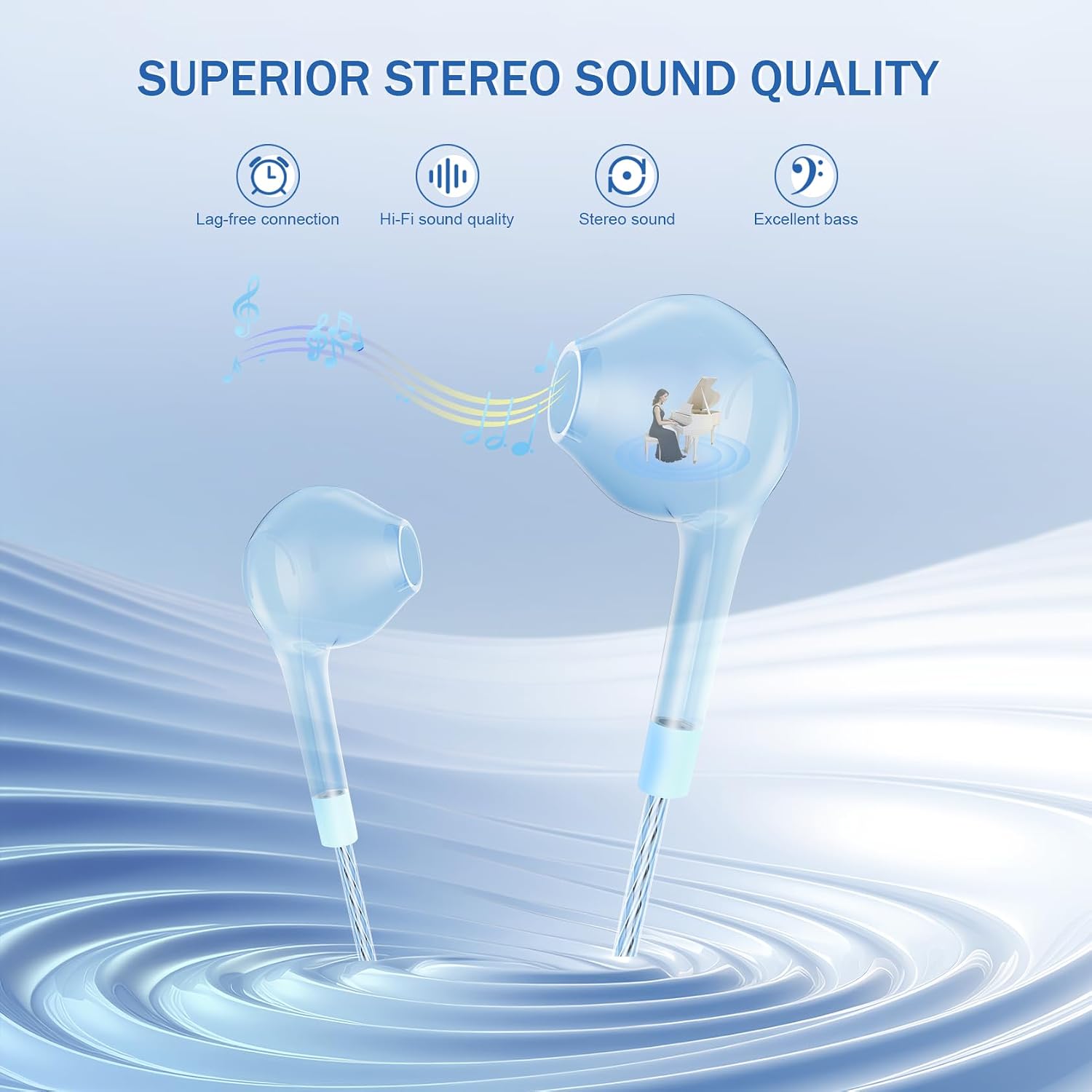 Jogteg Wired Earbuds, 5 Pack 3.5mm Stereo Headphones with Microphone