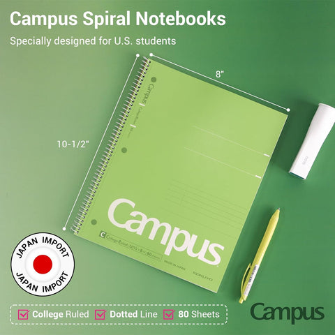 KOKUYO Spiral Notebooks, 3 Pack 10-1/2" x 8" Lined Notebook College Ruled