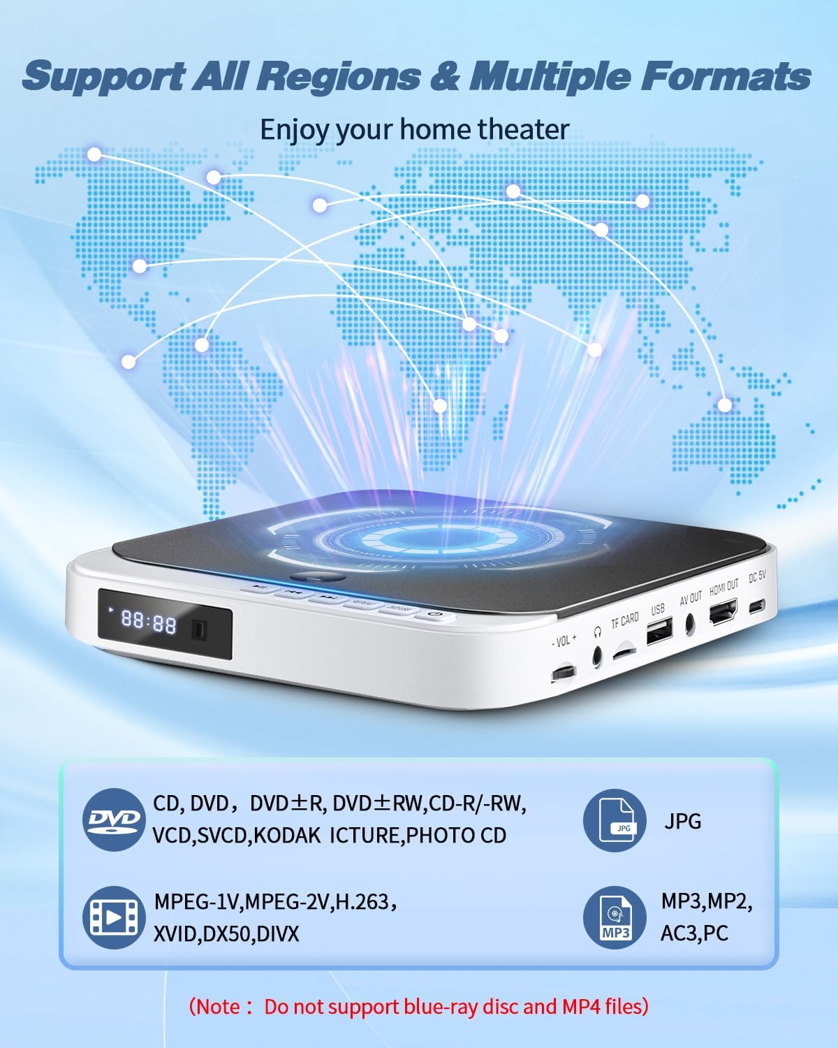 DESOBRY HDMI DVD Players for TV with All Region Free
