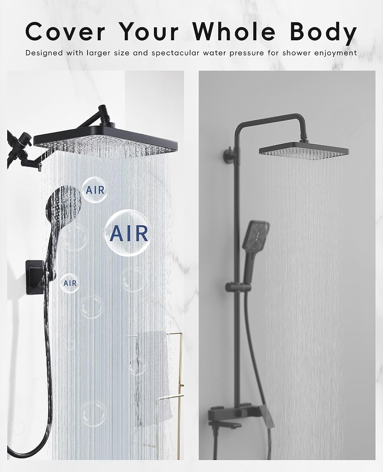 Rain Shower Head Starry Sky 12.2" High Pressure with Handheld Spray Combo