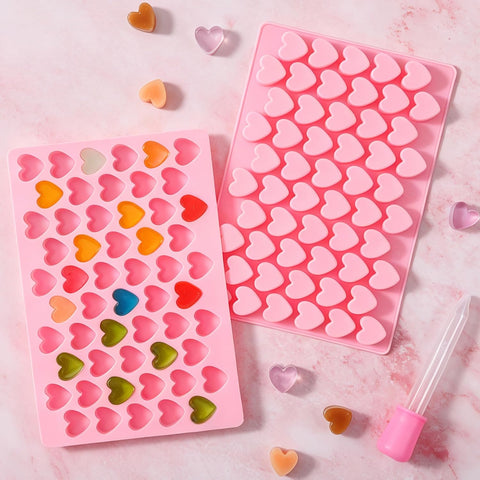 Heart Mini Silicone Gummy Molds with 1 Dropper, 2 Pack Candy Molds