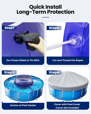 Pool Pillows for Above Ground Pools – Round 12x12FT with Pump & Rope & Patch, Air Pillow & Balloon for Inground Swimming Pool, Winter Cover Pillow, 0.84mm Thick Closing & Winterizing Kit for Pool