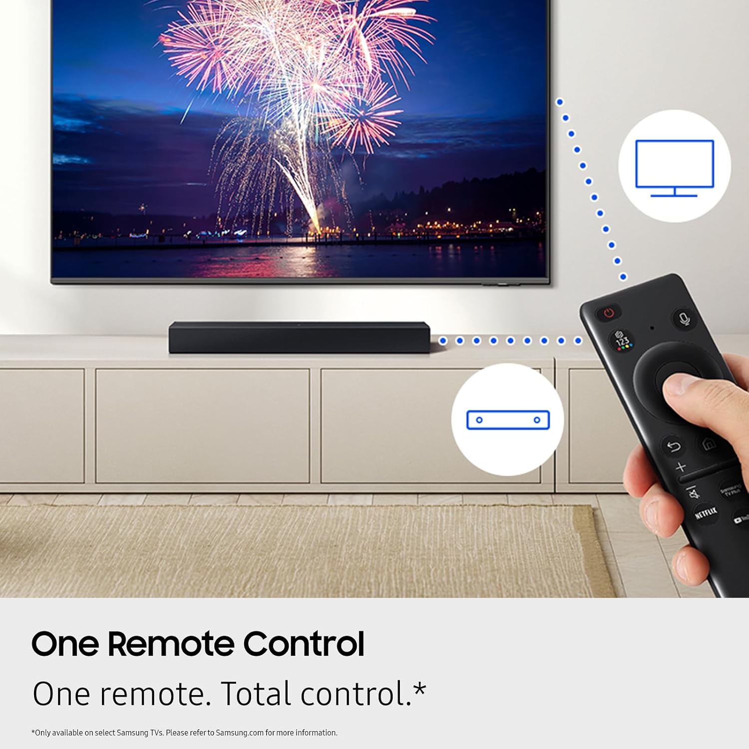 Samsung B-Series Soundbar HW B400F 2.0 ch Soundbar with Built in Subwoofer (2025 Model) One Remote Control, Surround Sound Expansion, Voice Enhance Mode
