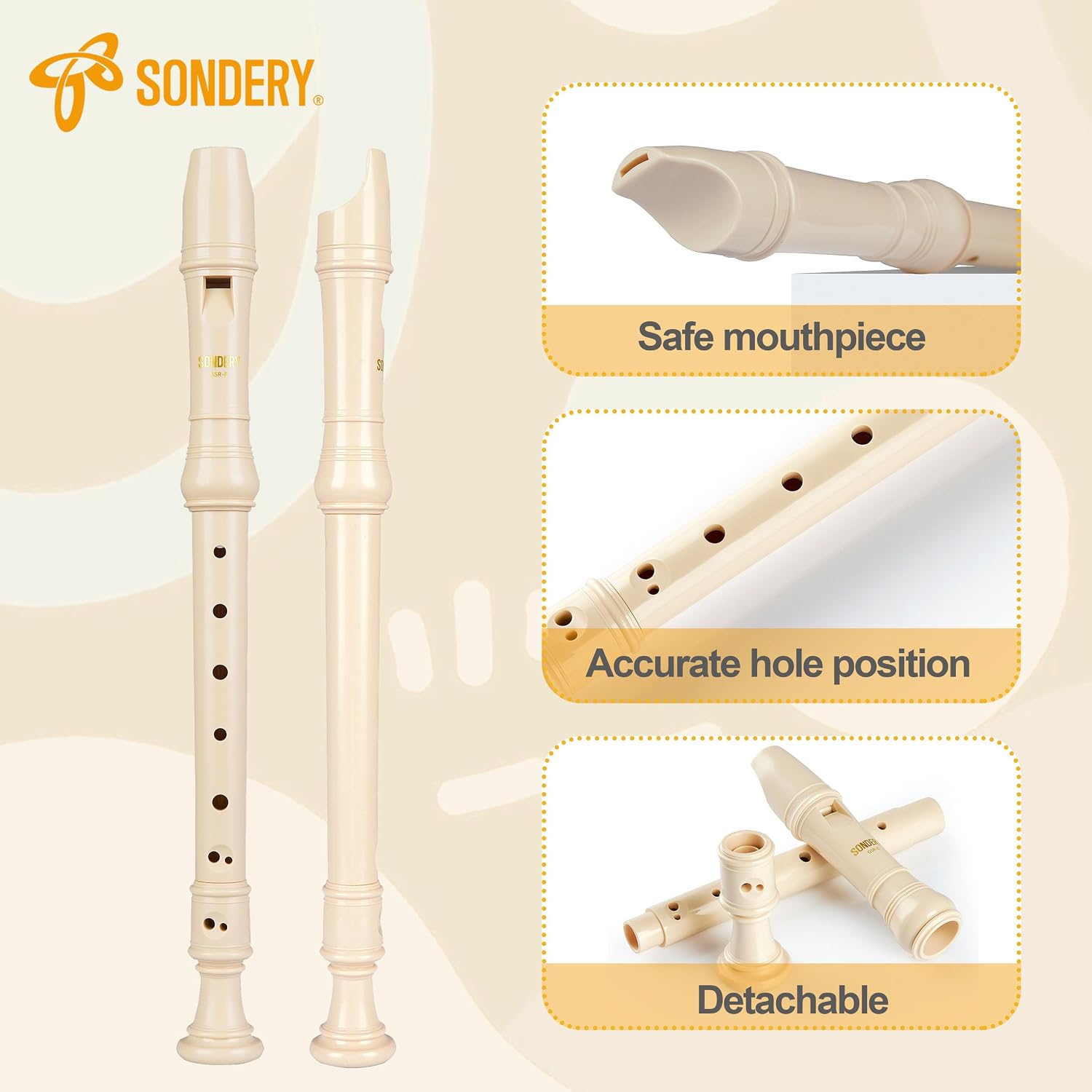 Sondery Soprano Recorder flute Instrument Baroque Fingering for All Ages