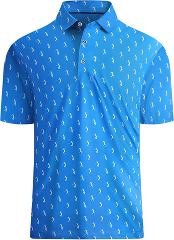 Mens Golf Shirts Short Sleeve Moisture Wicking Dry Fit Performance Athletic Polo Shirt