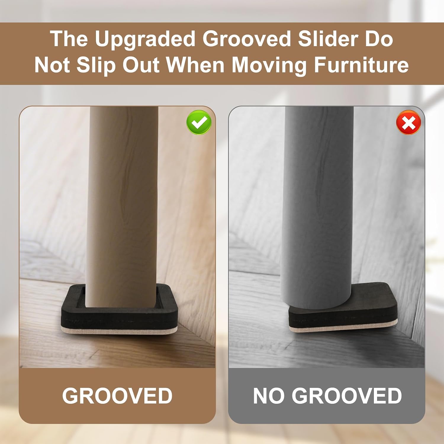 Upgraded Felt Furniture Sliders for Hardwood Floors 4 PCS 4"