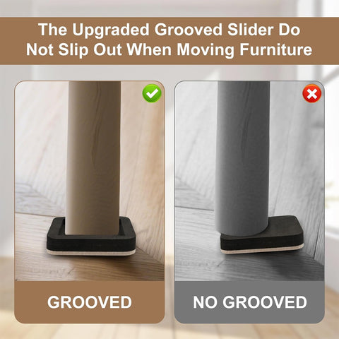 Upgraded Felt Furniture Sliders for Hardwood Floors 4 PCS 4"