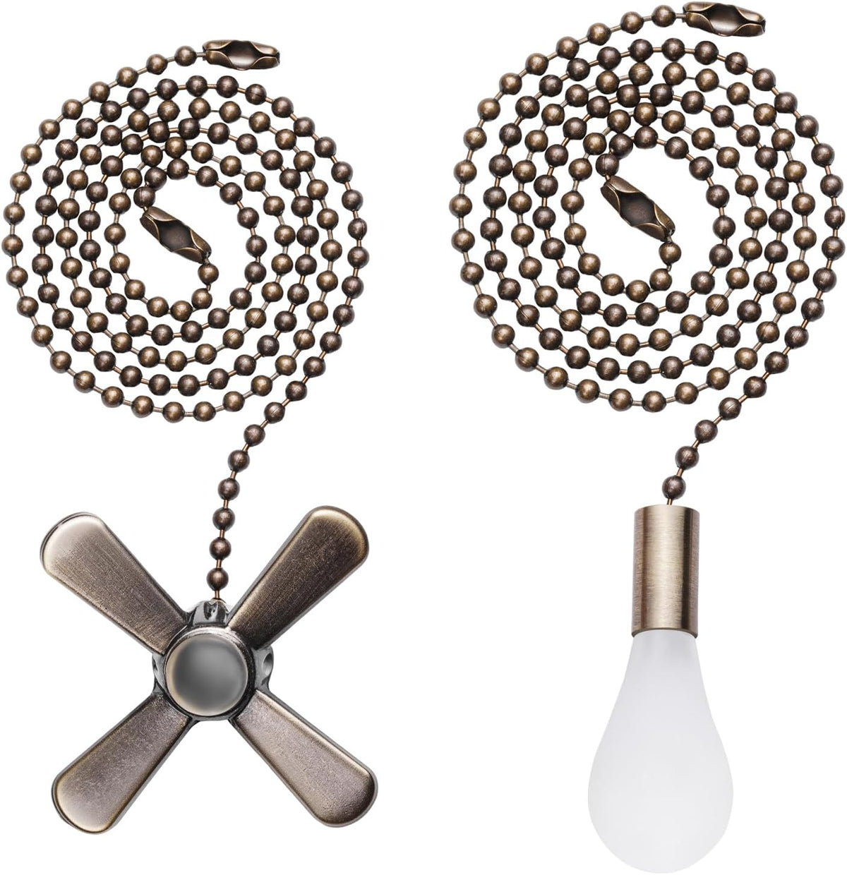 SmoTecQ Ultra Long Ceiling Fan Pull Chain Extender, Embedded with Decorative Frosted Glass Bulb and Fan Cord for 3mm Beaded Ceiling Fans and Light Fixtures (Bronze)