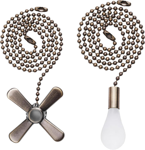 SmoTecQ Ultra Long Ceiling Fan Pull Chain Extender, Embedded with Decorative Frosted Glass Bulb and Fan Cord for 3mm Beaded Ceiling Fans and Light Fixtures (Bronze)