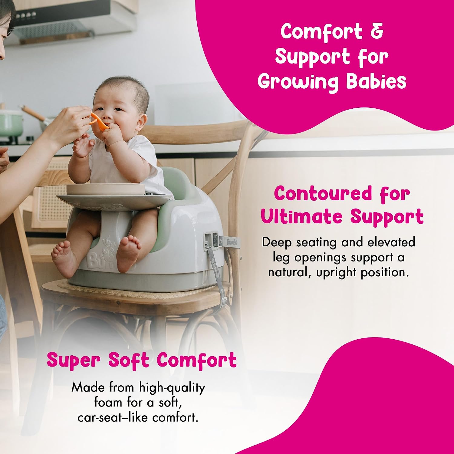 Bumbo 2 Pack 3-in-1 Infant Multi-Seat with Tray, 6 to 36 Months, Agave