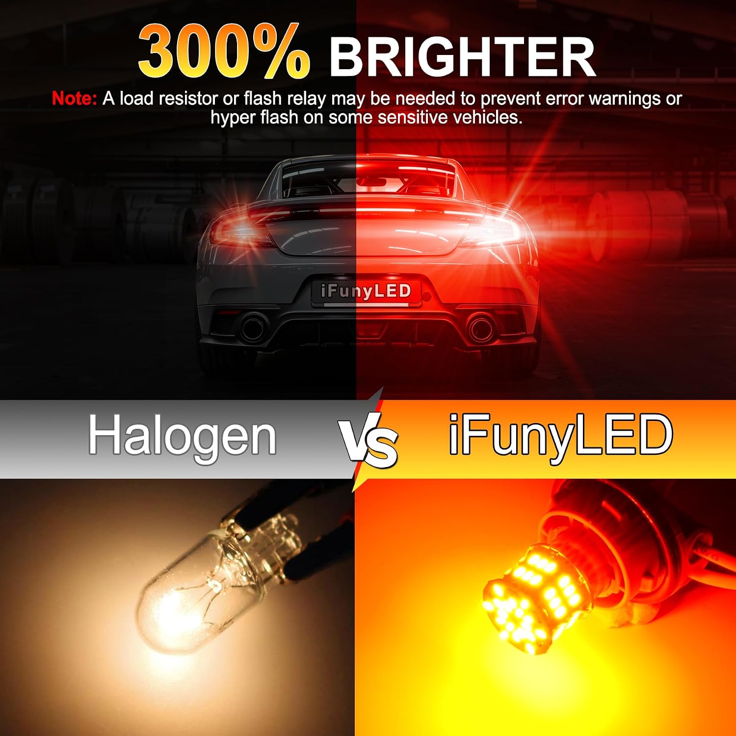 iFunyLED 4PCS 1157 LED Bulb Brake Tail Light 12V-24V Super Bright 2357 2057 7528 BAY15D LED Replacement Light Kit Set for Car Tail Brake Turn Signal Lights - Brilliant Red