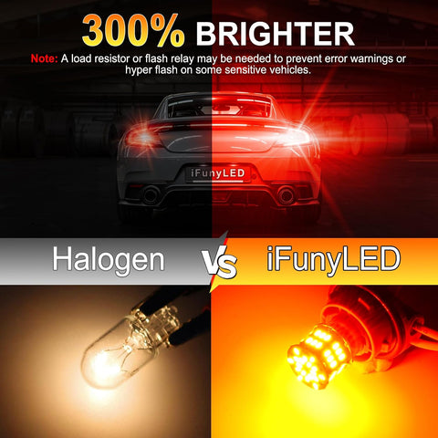 iFunyLED 4PCS 1157 LED Bulb Brake Tail Light 12V-24V Super Bright 2357 2057 7528 BAY15D LED Replacement Light Kit Set for Car Tail Brake Turn Signal Lights - Brilliant Red