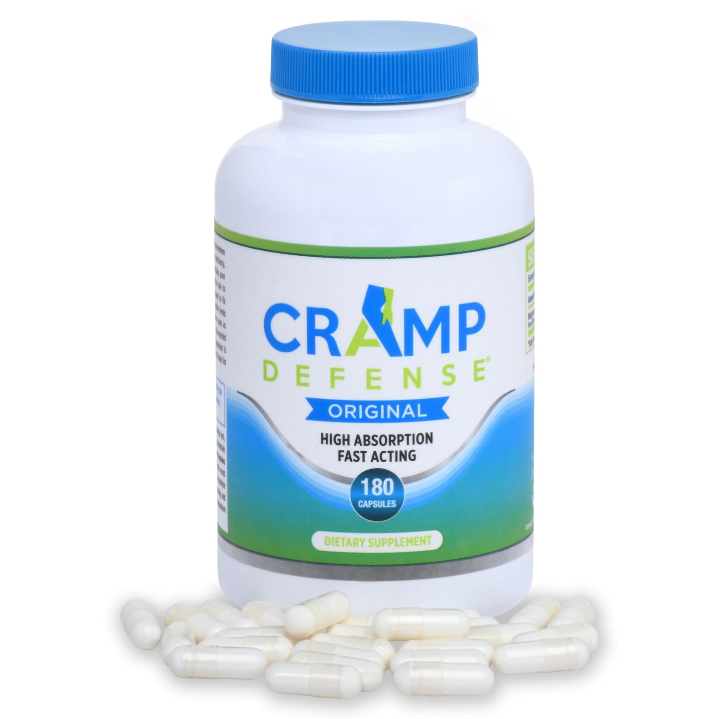 Cramp Defense® Magnesium for Leg Cramps, Muscle Cramps & Muscle Spasms. End Them Fast and Permanently. Organic Magnesium, Non-Laxative, NO Magnesium Oxide OR Herbs! Big 180 Capsule Bottle.