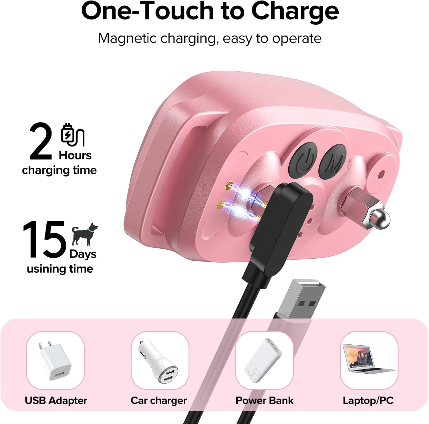 FAFAFROG Dog Bark Collar, Rechargeable Smart Collar, Anti Barking Training Collar with 5 Adjustable Sensitivity Beep Vibration, Bark Collar for Large Medium Small Dogs(Pink)