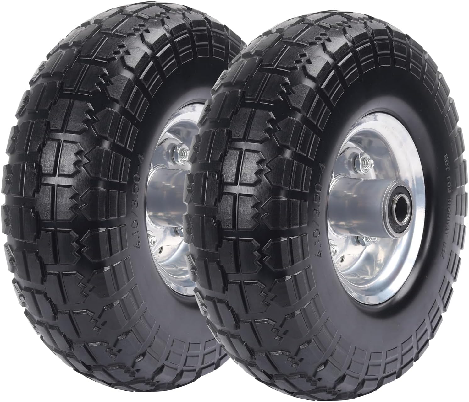 4.10/3.50‑4 Flat‑Free Tire and Wheel, 5/8" Axle Bore, 10in Solid Tire