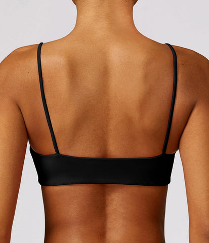 Comper Women's Sports Bra with Thin Straps Stretchy Wirefree Workout Bras Lightweight Workouts Bralette with Removable Pads