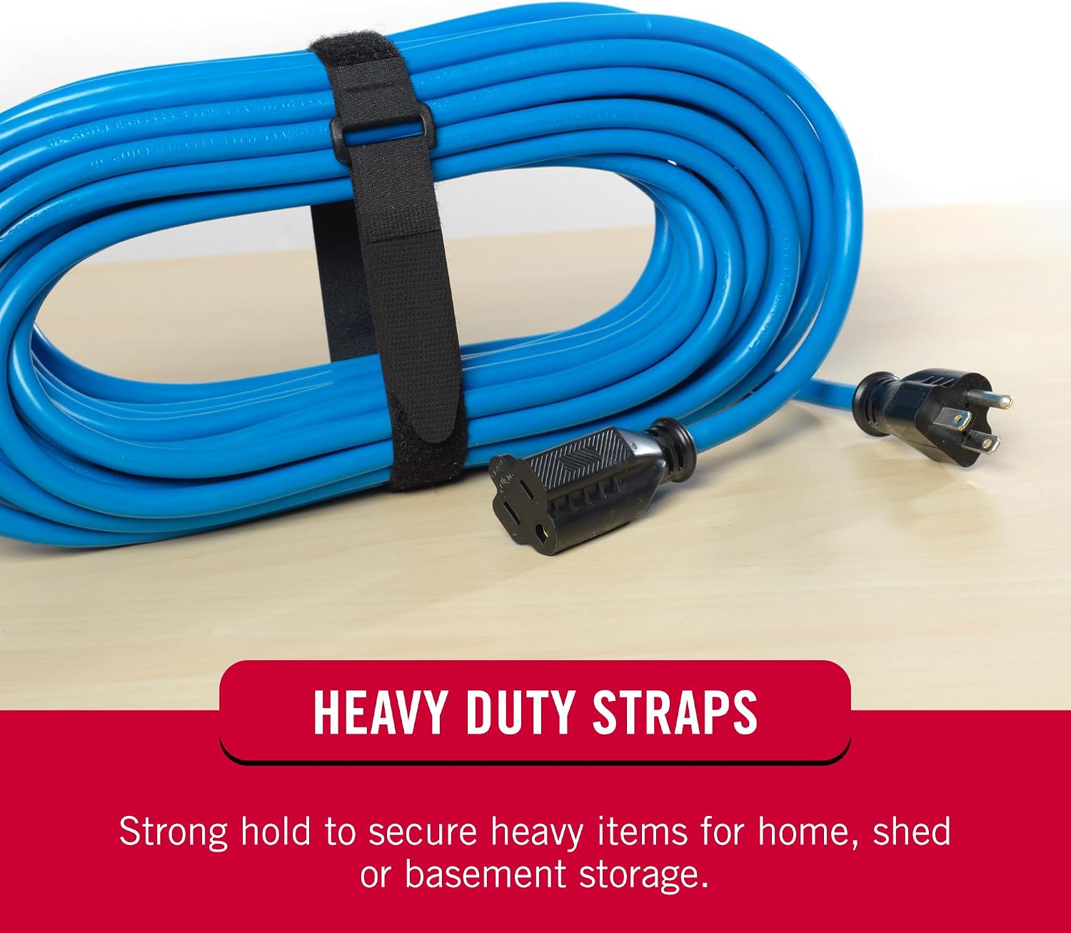 VELCRO Brand Elastic Cinch Straps with Buckle, 15in x 1in, Black, 4 Pack