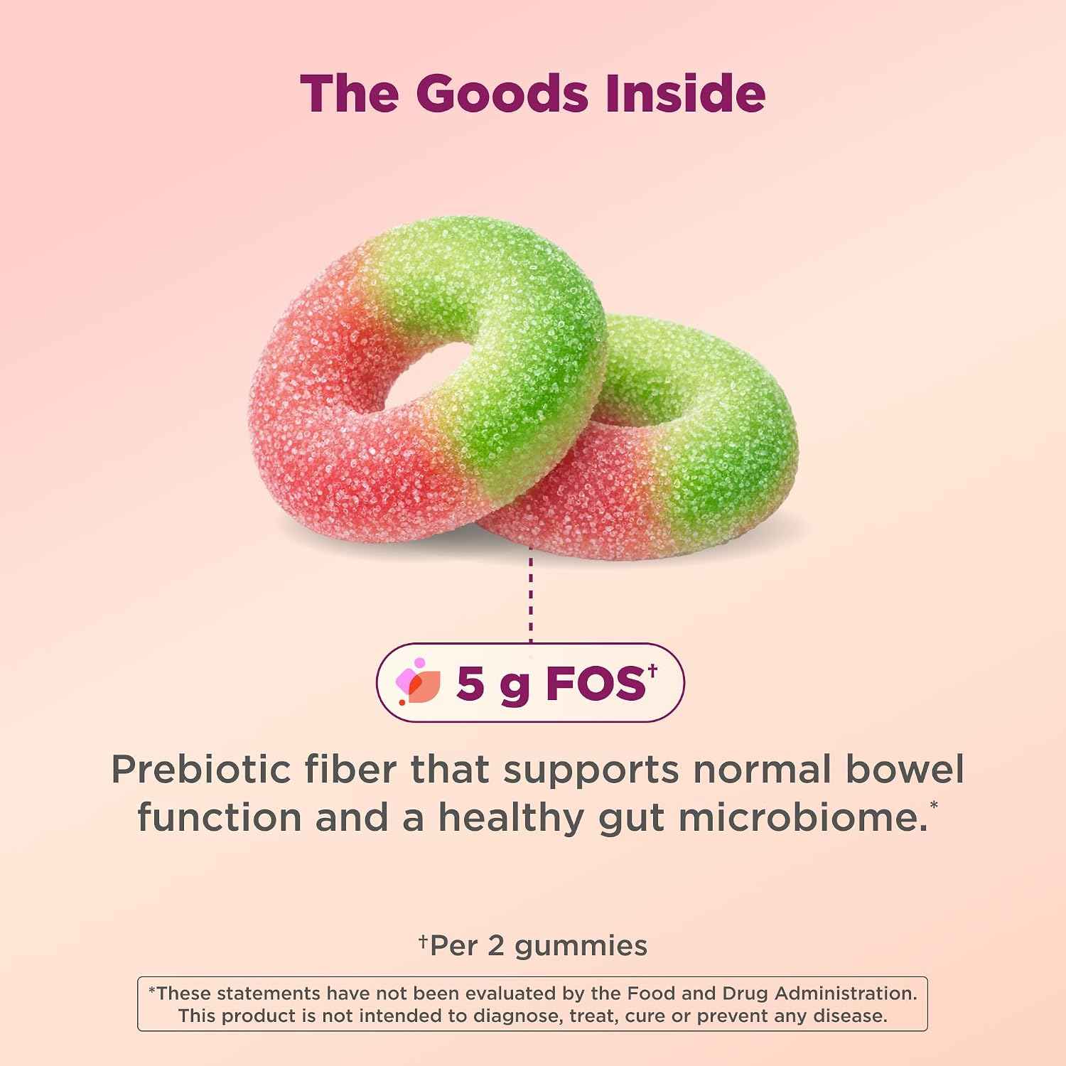 OLLY Fiber Gummy Rings Digestive Health Supplement, Berry Melon - 100 Count