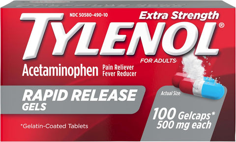 Tylenol Extra Strength Rapid Release Gels, 500 mg Acetaminophen, 100 Ct