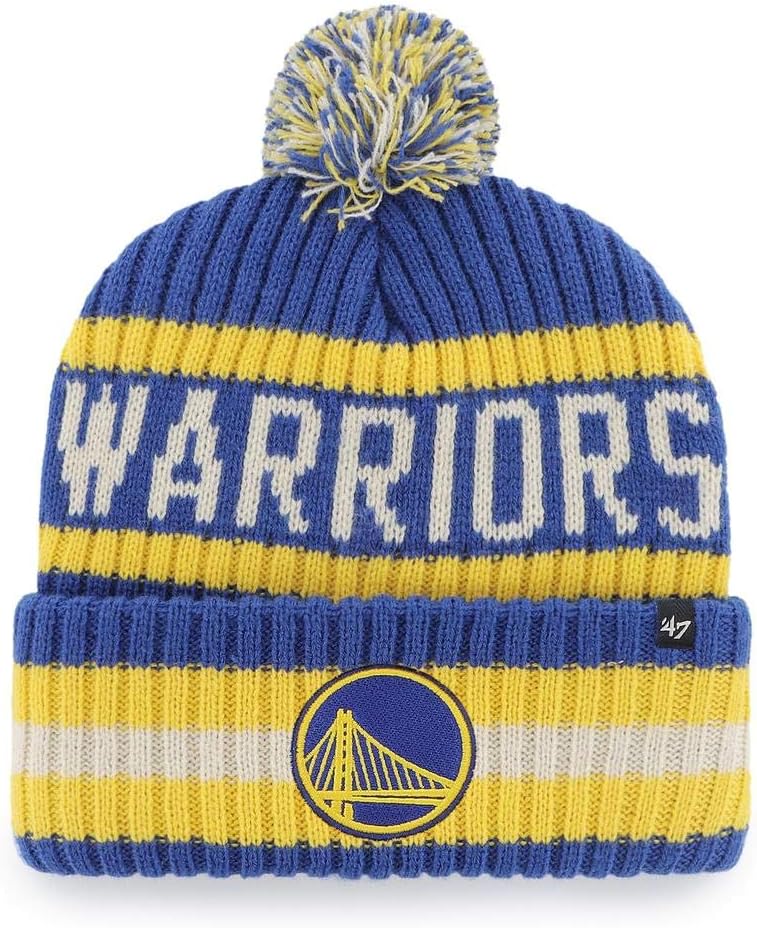 47 NHL Unisex-Adult Team Color Officially Licensed Primary Logo Bering Sport Knit Cuffed Pom Beanie Cold Weather Hat