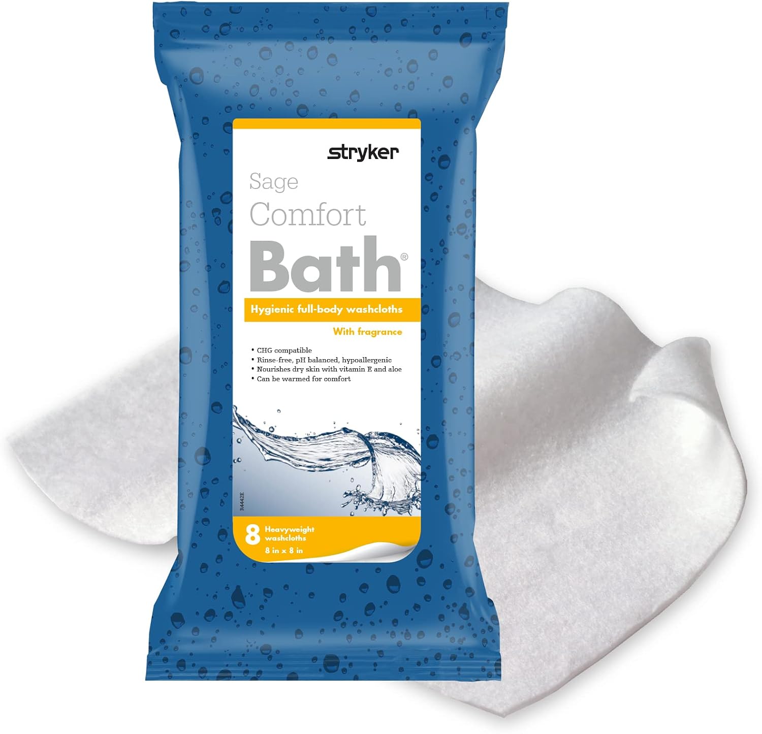 Comfort Bath® Cleansing Washcloths - 22 Packages, 176 Cloths - No Rinse Bathing Wipes, Ultra-Soft and Thick Heavyweight Cloth, Light Fragrance
