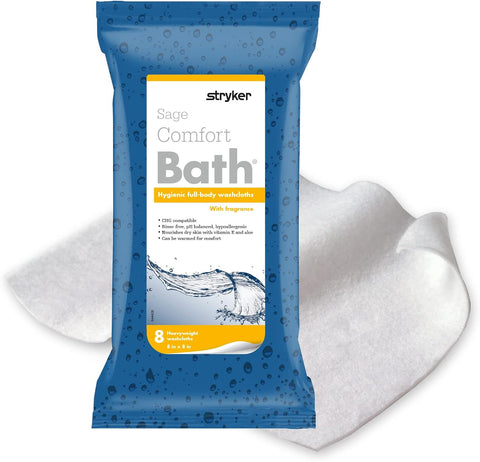 Comfort Bath® Cleansing Washcloths - 22 Packages, 176 Cloths - No Rinse Bathing Wipes, Ultra-Soft and Thick Heavyweight Cloth, Light Fragrance