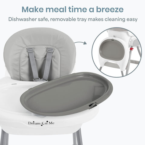 Dream On Me TableTalk 2-in-1 Convertible High Chair, 5-Point Harness, Gray