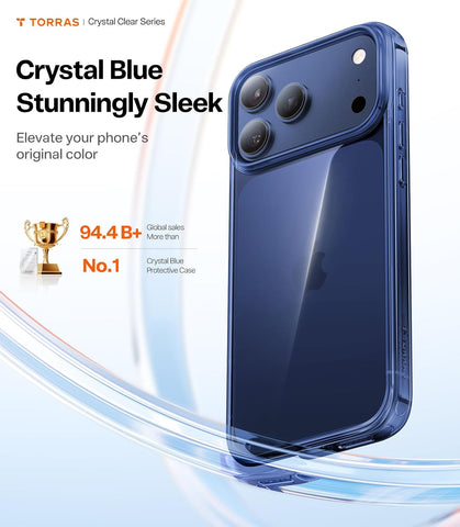 TORRAS for iPhone 17 Pro Case Crystal Blue, Ultra-Thin