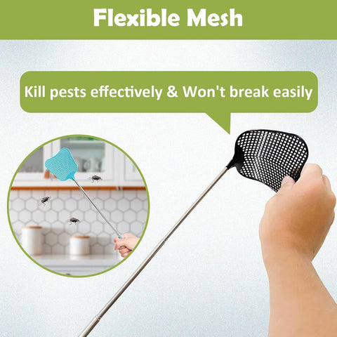CUNCUI Fly Swatter Set of 3, Indoor Outdoor Telescopic Fly Swatters-Black