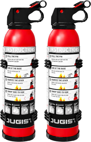 Small Fire Extinguisher for Home & Car – (2-Pack, 1.32lb Each) Portable ABC Chemical Powder Fire Extinguishing Spray | For Kitchen Grease, Electrical, Vehicle & Garage Fires, Easy to Use