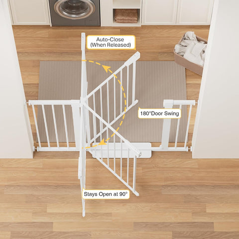 Cumbor 30-48 in Baby Gate for Stairs, Auto Close Dog Gate Indoor, White