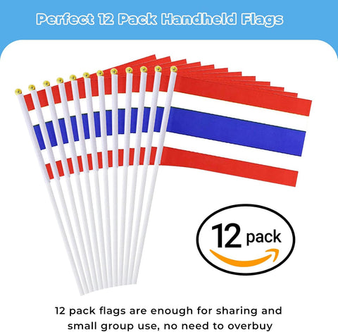 mflagperft Thailand Flags on Stick 12 Pack, Small Handheld Thai Flag