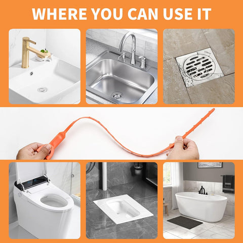 Drain Snake Clog Remover 6 Pack 20 Inch for Sink Shower Tub Toilet