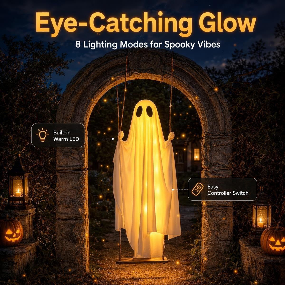 Halloween 4.3 FT Large Hanging Swing Ghost Decorations