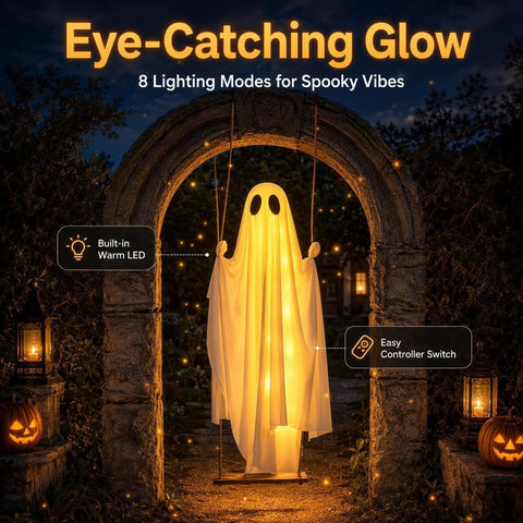 Halloween 4.3 FT Large Hanging Swing Ghost Decorations