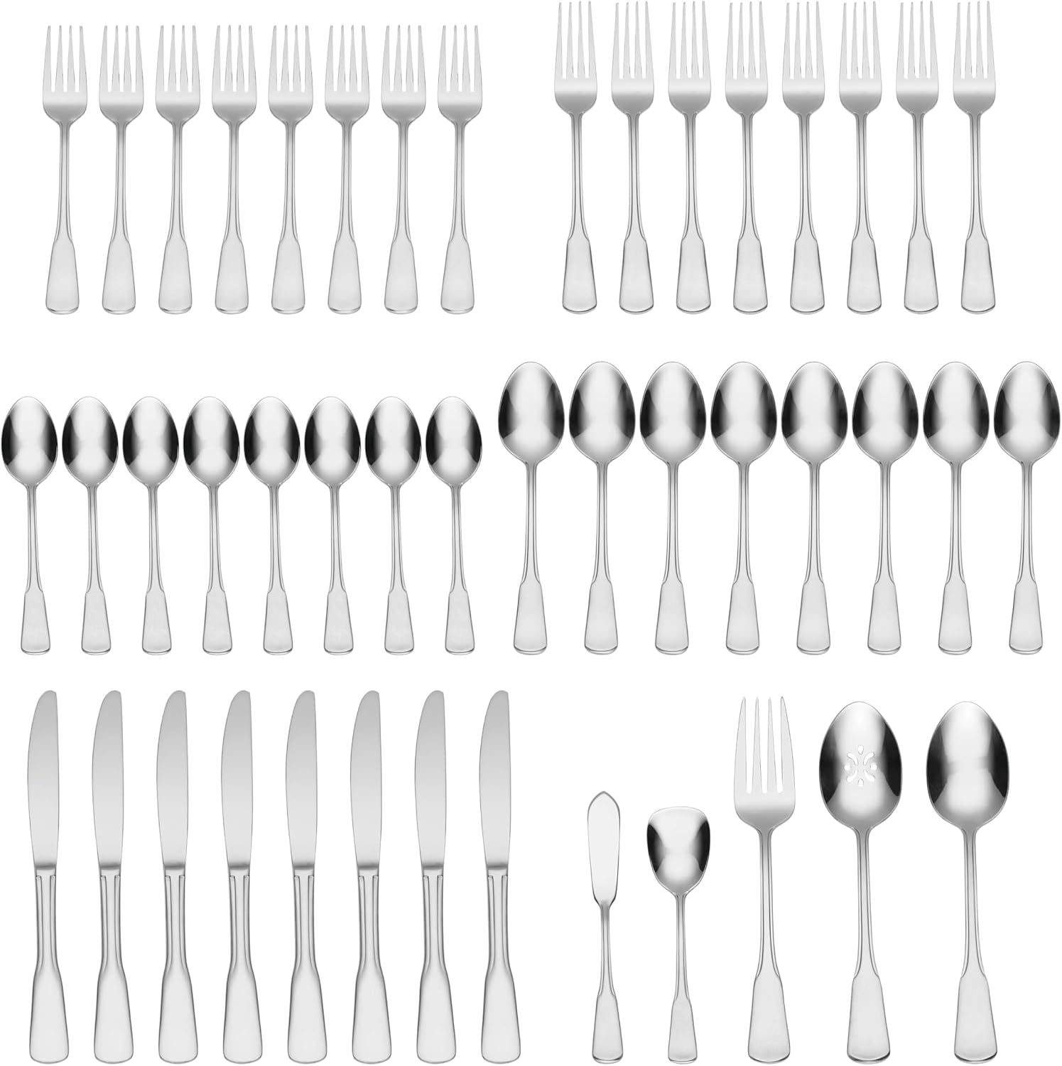 Oneida Colonial Boston 45-Piece 18/0 Silverware Set for 8, Flatware